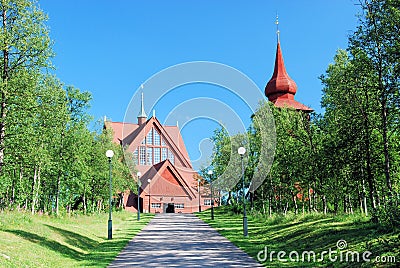 Kiruna Kyrka large wooden Sami church Lapland Editorial Stock Photo